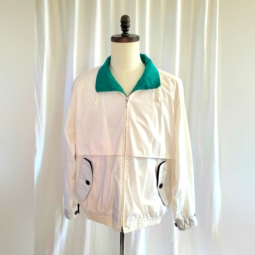Awesome Vintage 90s London Fog Jacket Men's Size Medium White Vented Full Zip